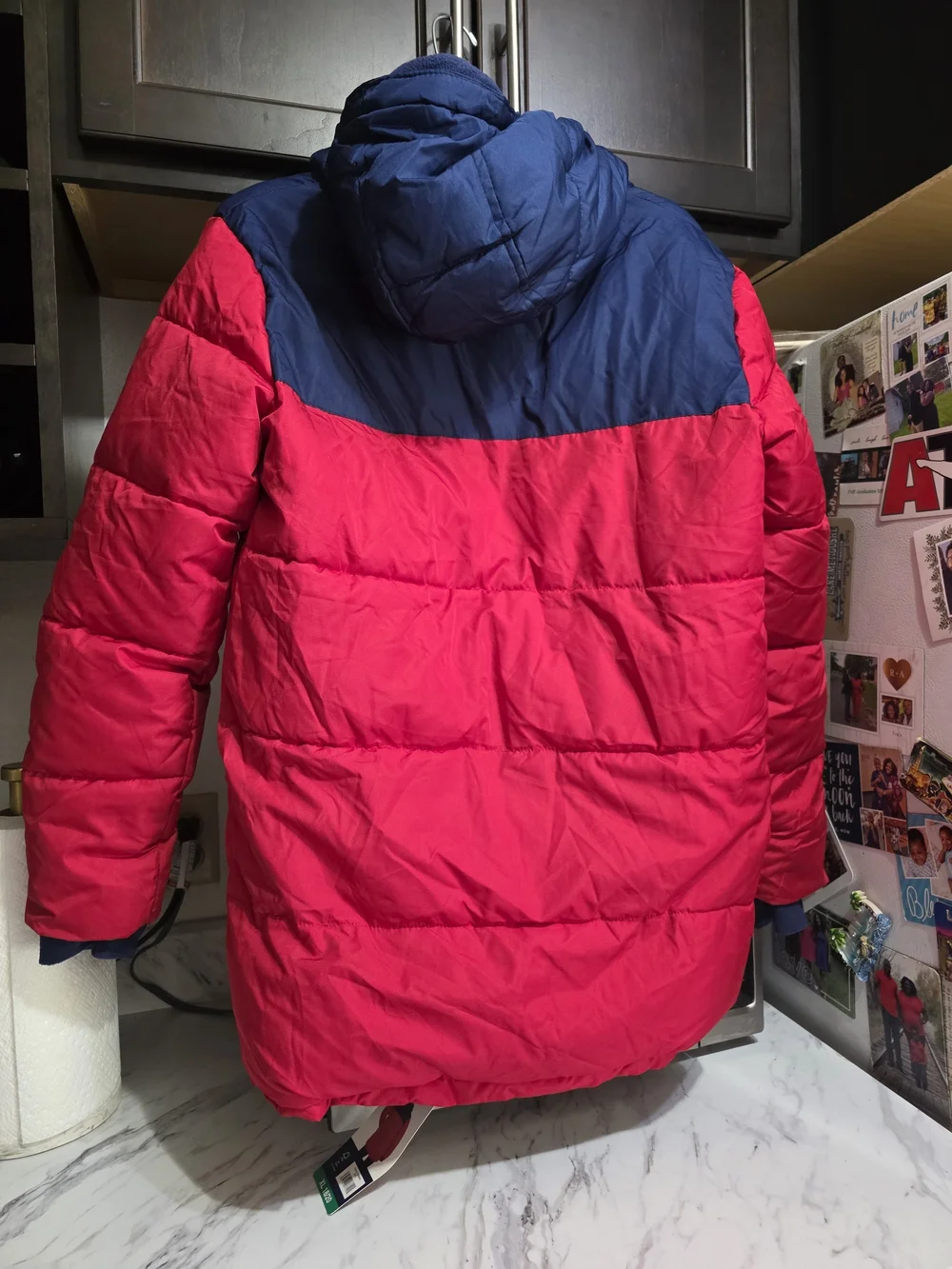 Lands' End Kids' Red & Navy Hooded Puffer Jacket Youth 18/20